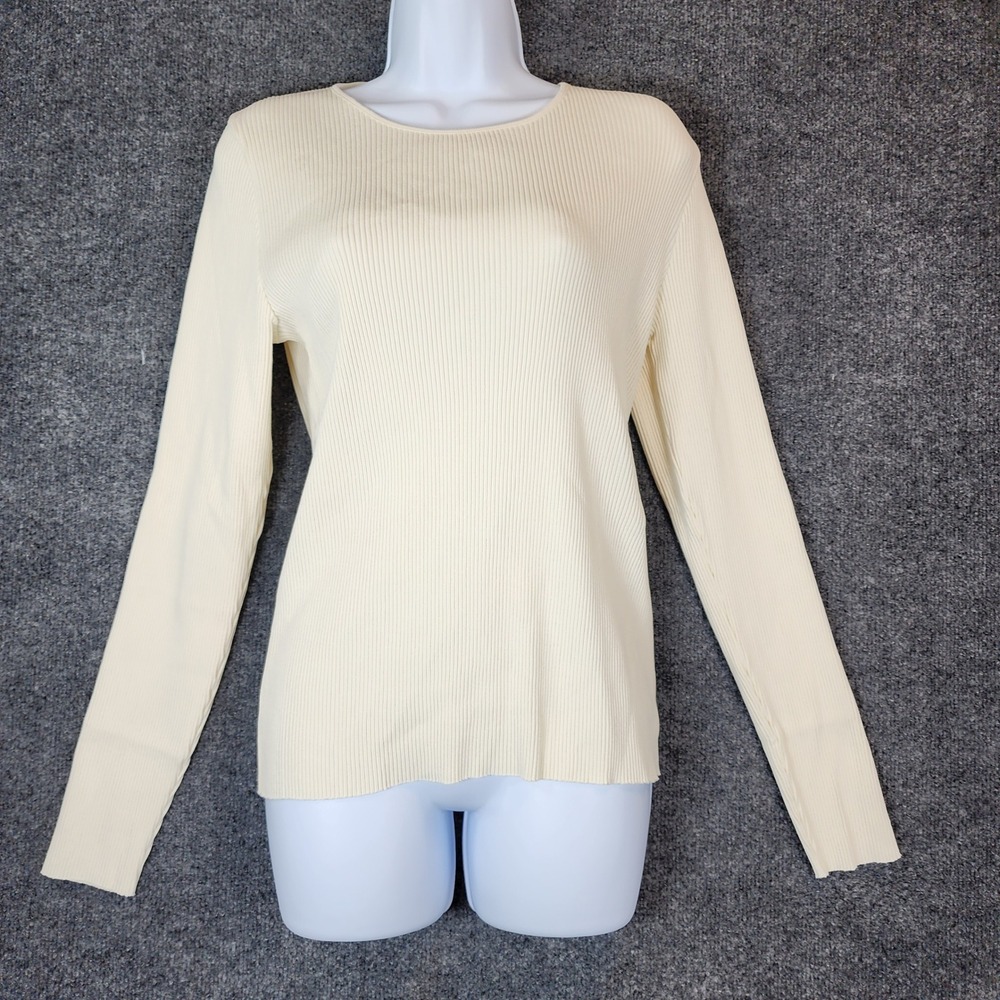 NWT‎ Vince Women's Raw Edge Rib Knit Minimalist Quiet Luxury Layering Top Size L